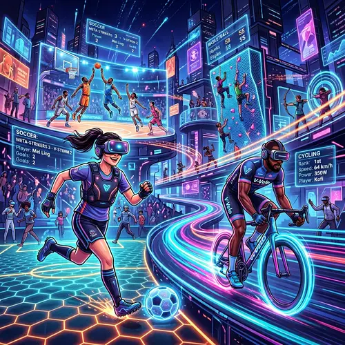 Vibrant Metaverse Virtual Reality Sports Illustration