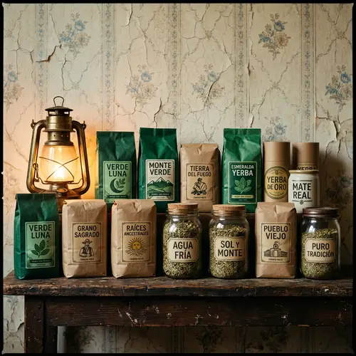 Unique Yerba Mate Brands on Rustic Wooden Shelf
