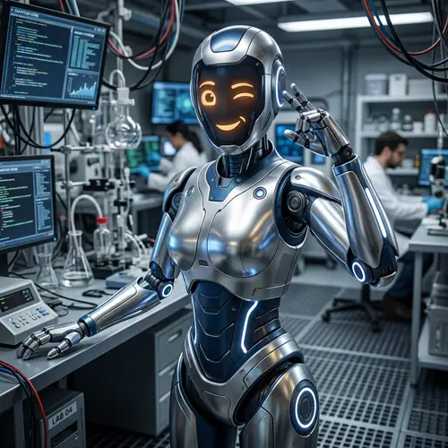 Futuristic AI Robot with Ethereal Lighting | Science Fiction Scene