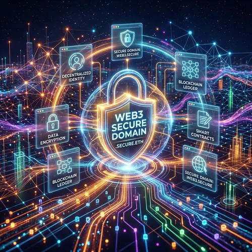 Secure Web Domain | Futuristic Digital Landscape in Neon Colors