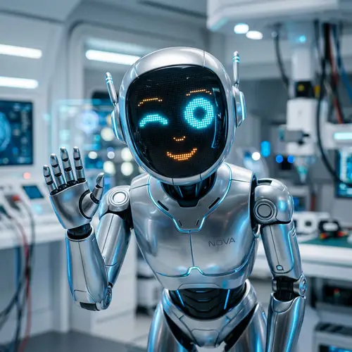 Futuristic AI Robot with Metallic Silver Finish - Technology & Personality