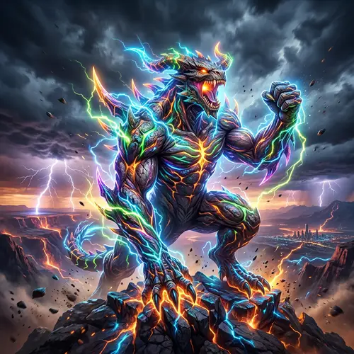 Energetic Monster Infused with Bold Energy | Thrilling Artwork