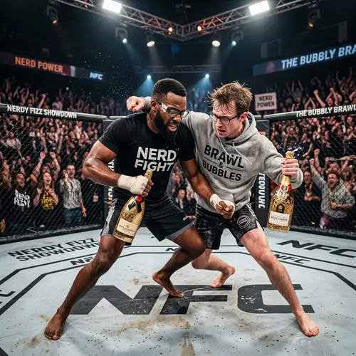 Geeky Champagne Showdown: Black vs Caucasian MMA Enthusiasts