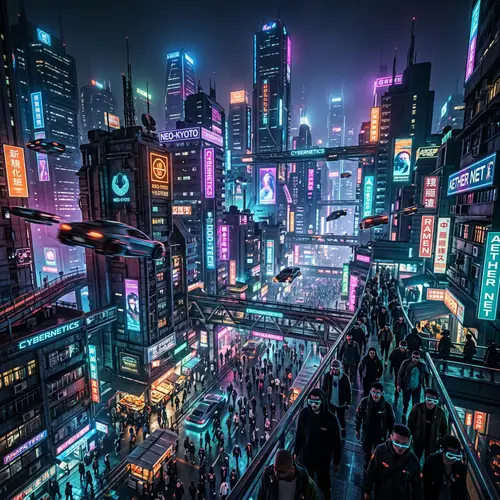 Futuristic Cyberpunk Cityscape in Neon Lights | Sci-Fi Metropolis