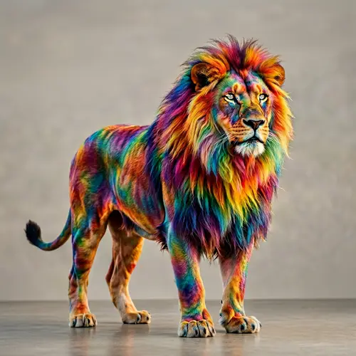 Unique Multicolored Lion with Brilliant Mane