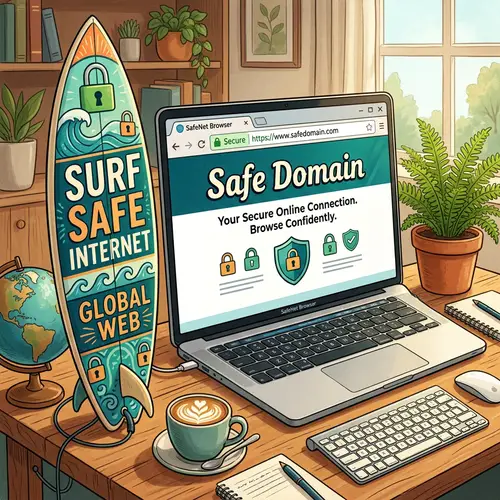 Secure Internet Surfing: Safe Domain with Green Padlock Symbol