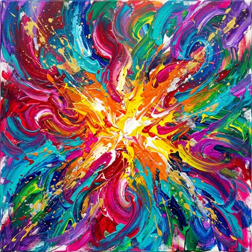 Vivid Energy Burst | Dynamic Strokes & Chaos - Abstract Art
