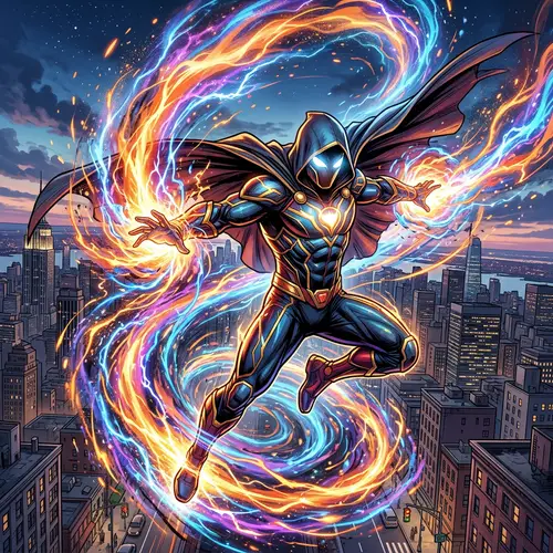 Dynamic Superhero Illustration in Vibrant Colors | National Geographic Quality