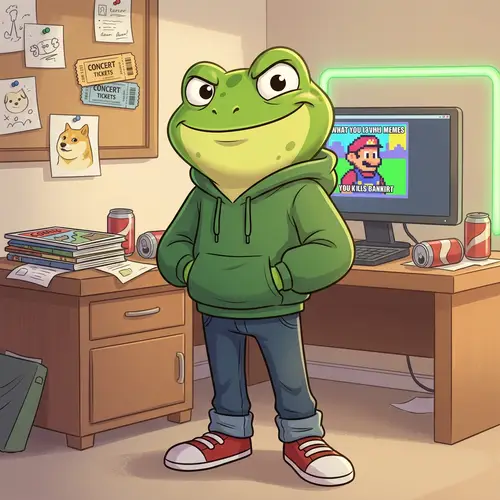 Green Frog Cartoon Character with Expressive Eyes