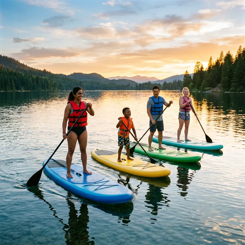 Paddleboarding Fun at Tranquil Lake