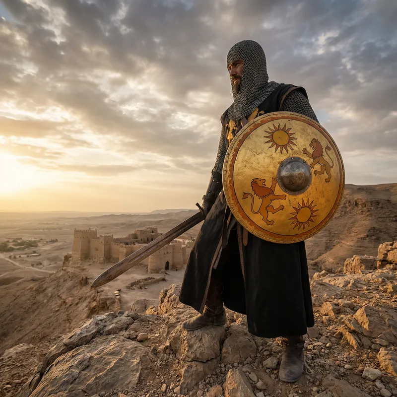 Golden Shield Knight | Strength & Protection in Medieval Setting Golden Shield Knight | Strength & Protection in Medieval Setting