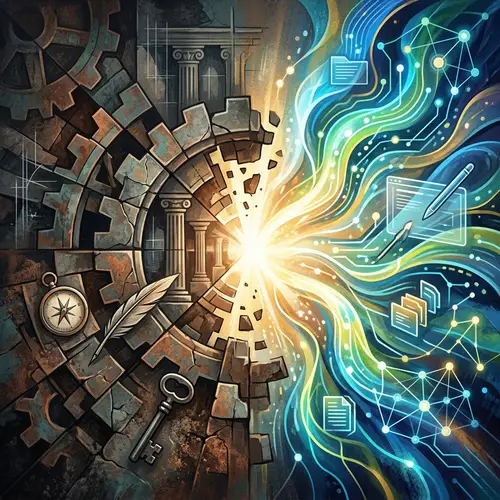 Abstract Image of Traditional vs New Paradigm Shift