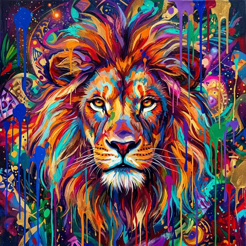 Psychedelic Lion Painting with Bold Brushstrokes | Colorful Art