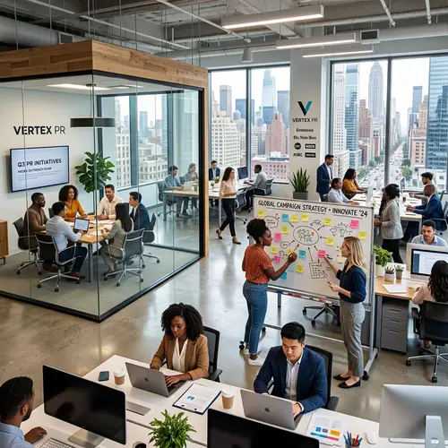 Modern Public Relations Agency: Dynamic Office Environment