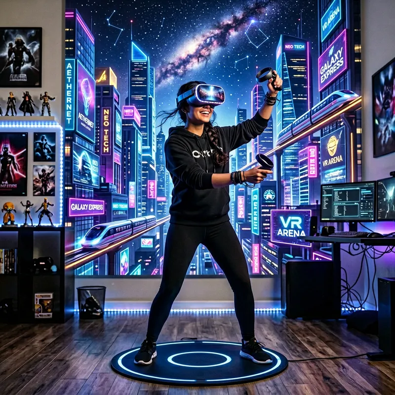 Immerse in Futuristic Cityscape with VR Glasses