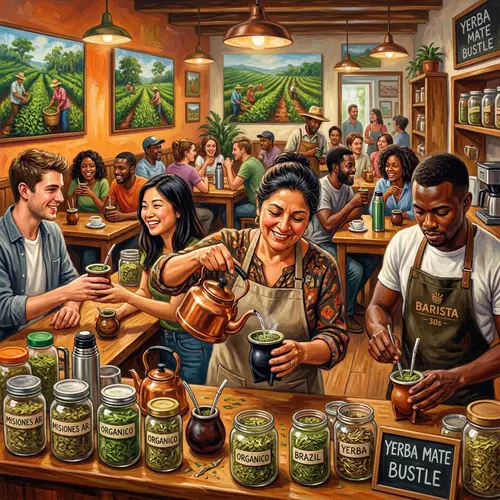 Diverse Yerba Mate Cafe: Heartwarming Scenes of Harmony & Tradition