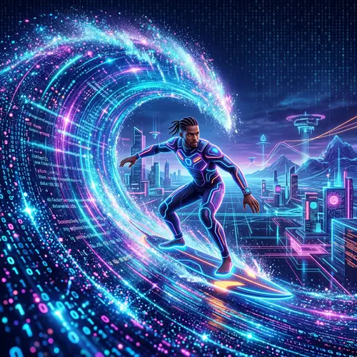 Ride the Digital Wave in the Vibrant Metaverse | Surfer's Journey