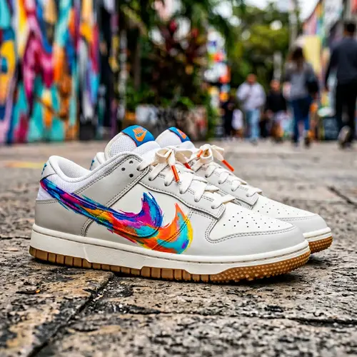 Vibrant Swoosh Design Sneakers - Contemporary Fashion Statement