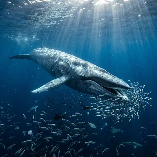Majestic Blue Whale Swimming in Ocean