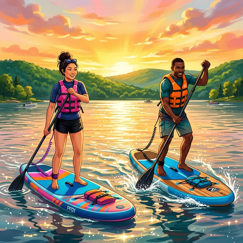 Paddleboarding on Glittering Lake