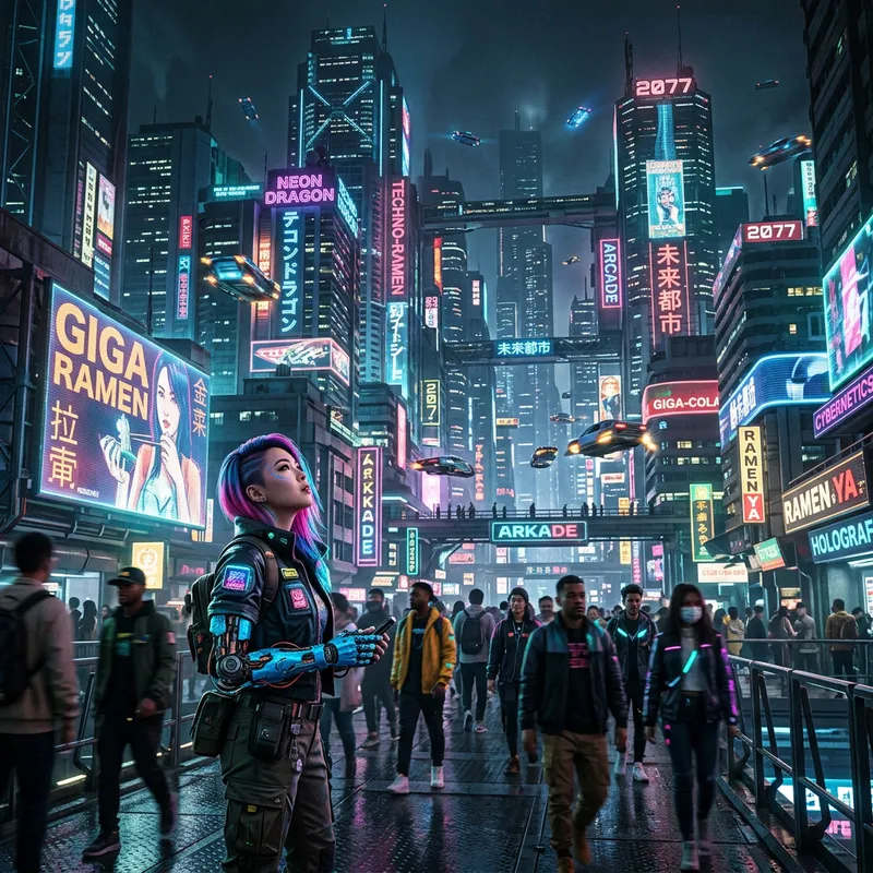 Futuristic Cyberpunk Metropolis - Meta, Neon Skyscrapers