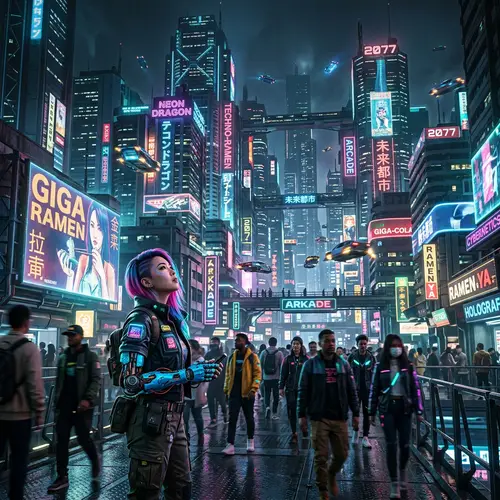 Futuristic Cyberpunk Metropolis with Neon Skyscrapers