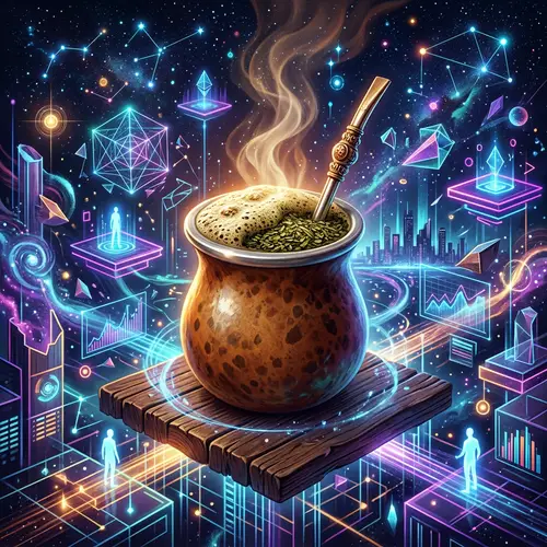 Surreal Metaverse Art | Vibrant Yerba Mate Cup in Futuristic Universe