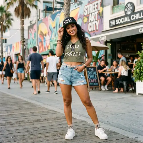 Stylish South Asian Woman in Snapback Hat | Modern Summer Fashion