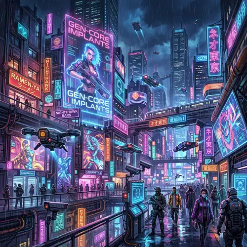 Futuristic Cityscape: Cyberpunk Digital Artwork