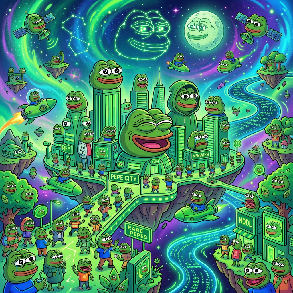PEPEページ Pepe Metaverse: Playful Virtual World Illustration | AI Art