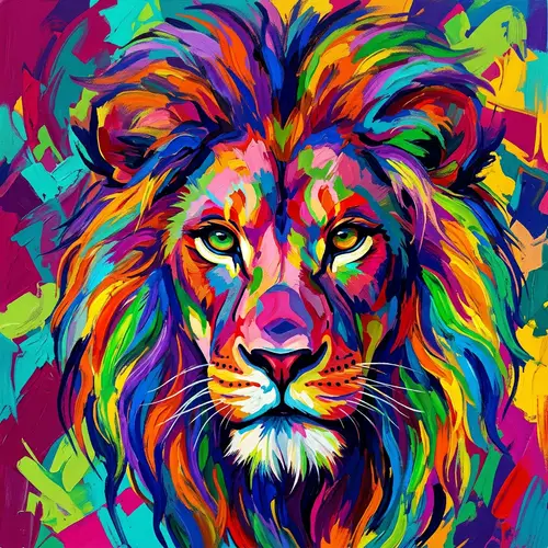 Psychedelic Lion - Abstract & Expressionistic Digital Painting