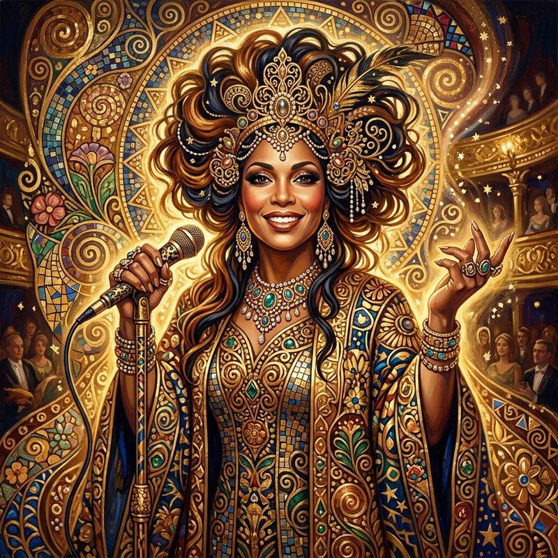 Glamorous Celebrity Portrait Inspired by Gustav Klimt