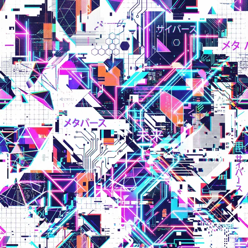 Futuristic Neon Geometric Cyberpunk Pattern