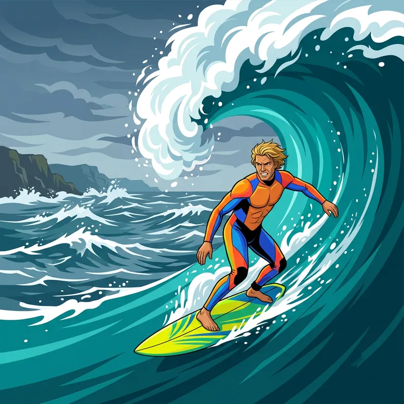 Extreme Surfer Embracing Adrenaline with Colossal Waves Extreme Surfer Embracing Adrenaline with Colossal Waves