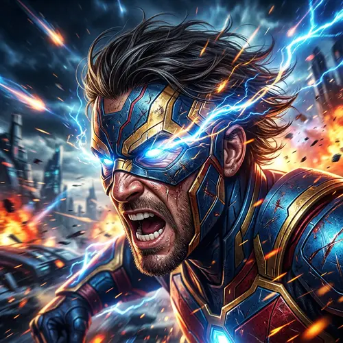 Dynamic Superhero Face | Comic Book Inspiration in Vibrant Colors