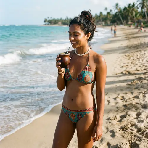 Colorful Bikini Beach Happiness with Yerba Mate