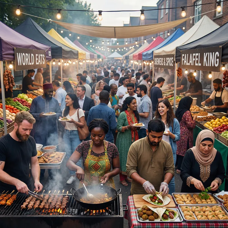 Bold & Colorful Street Food Economy: Global Flavor Mix