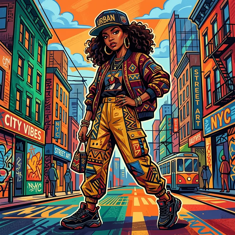 Stylish Snapback Hat Girl in Vibrant Pop Art Style