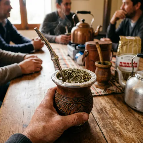 Traditional South American Yerba Mate: Gourd, Bombilla, and Aromatic Steam