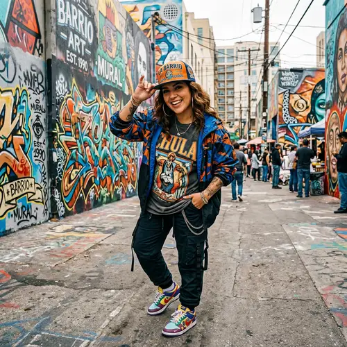 Vibrant Young Woman in Streetwear Clothing | Urban Fashion