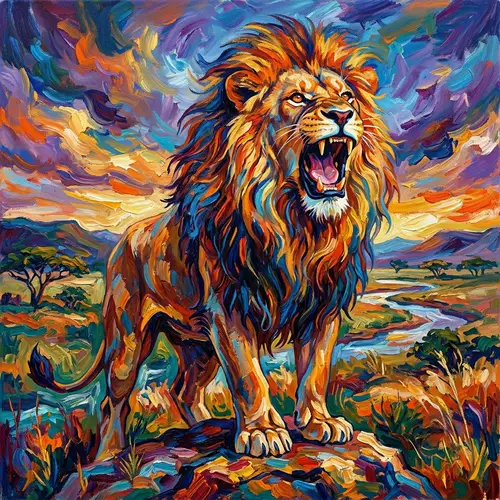 Majestic Lion with Striking Colors and Impressive Roar