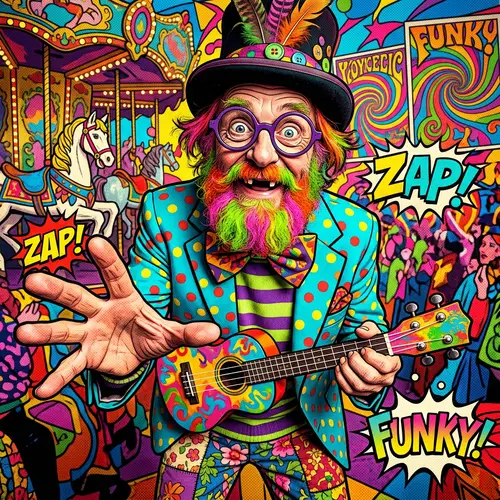 Vibrant & Eccentric Pop Art Character in Psychedelic Colors