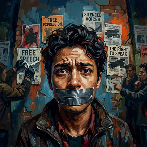 Vibrant Digital Painting Illustrating Censorship