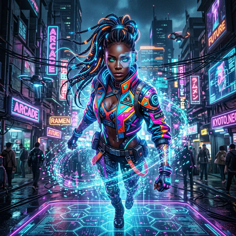 Beautiful Woman in Cyberpunk Metaverse | Futuristic Style