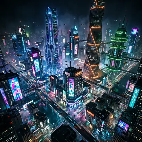 Futuristic Cityscape with Vibrant Neon Lights | Cyberpunk Aesthetic