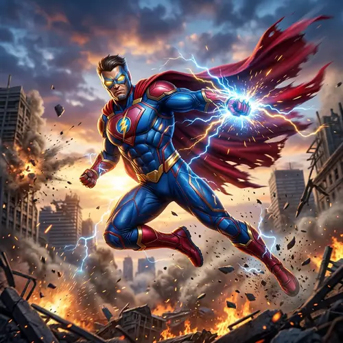 Dynamic Superhero Action Pose | Vibrant Colors - 8k Resolution