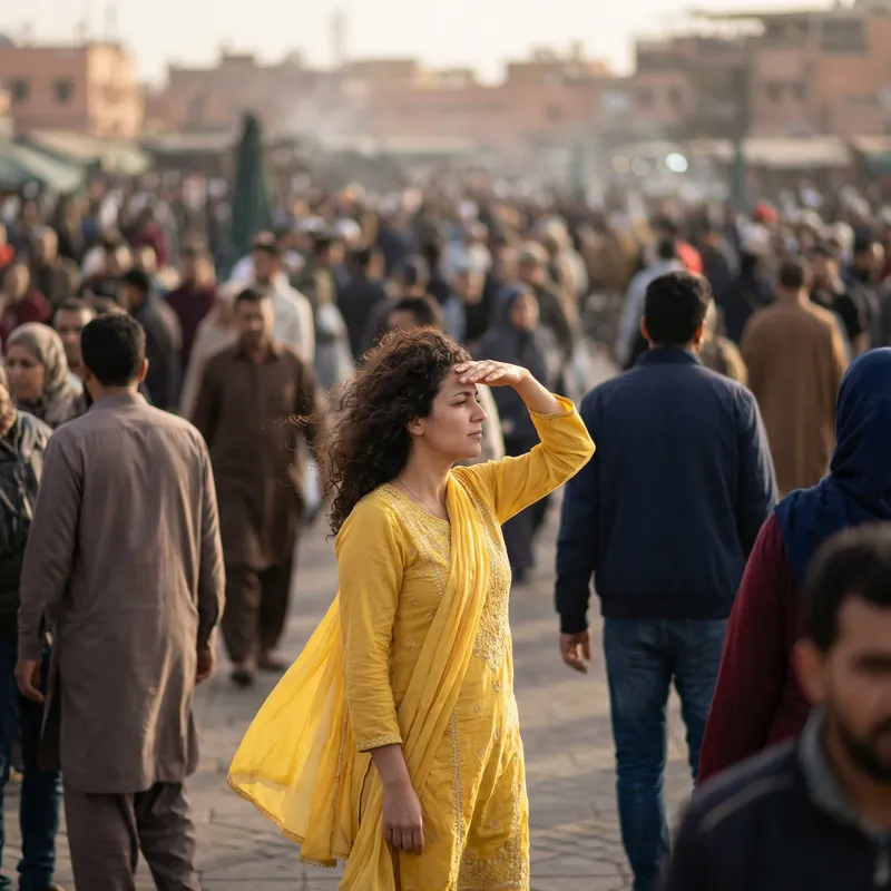 Middle-Eastern Woman Standing Out of the Crowd