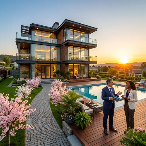 Modern 3-Story House with Pool - Real Estate Setting