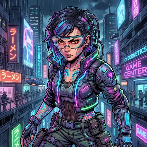 Futuristic Cyberpunk Character Inspired by Anime Aesthetics