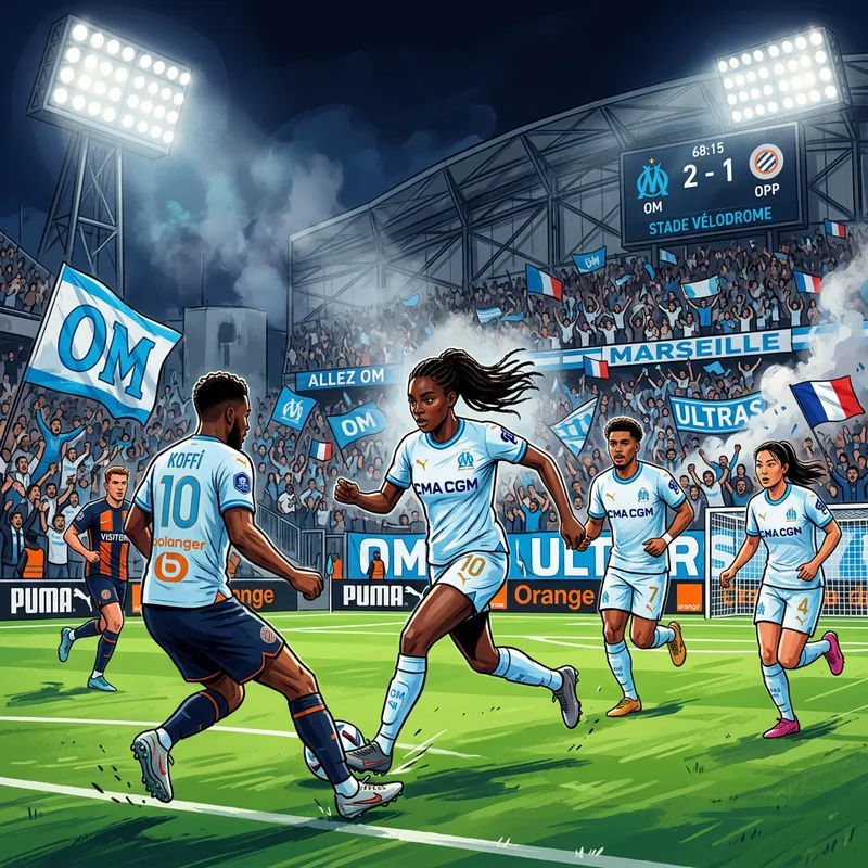 Olympique de Marseille Football Match Under Night Sky